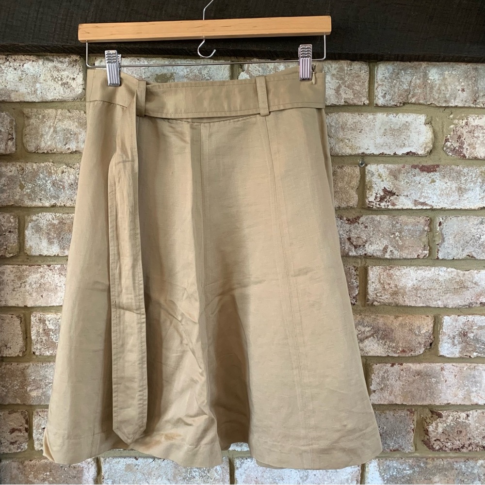 J. Crew | Linen & Cotton | Beige A-Line Skirt   | 2